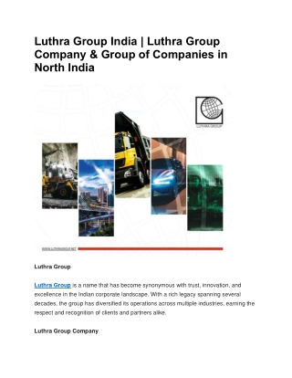 Luthra Group India | Luthra Group Company & Group of Companies in North India