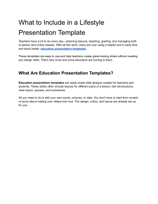 What to Include in a Lifestyle Presentation Template