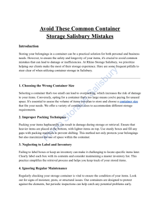 Avoid These Common Container Storage Salisbury Mistakes