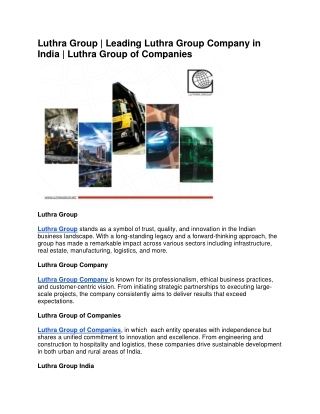 Luthra Group | Leading Luthra Group Company in India | Luthra Group of Companies