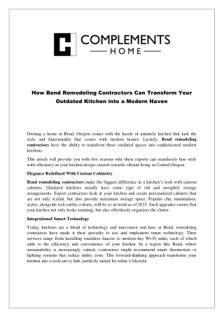 How Bend Remodeling Contractors Can Transform Your Outdated Kitchen into a Modern Haven