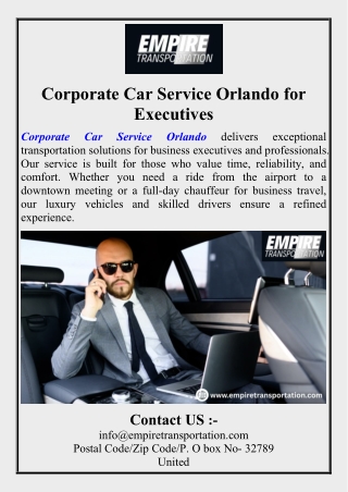 Corporate Car Service Orlando for Executives