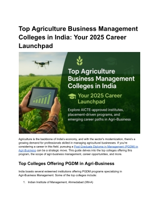 Top Agriculture Business Management Colleges in India_ Your 2025 Career Launchpad