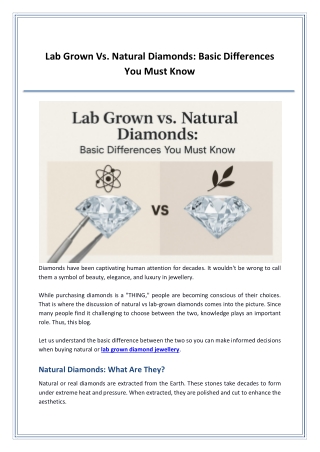 lab grown vs natural diamonds basic differences