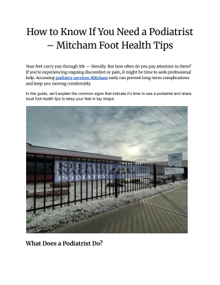 How to Know If You Need a Podiatrist – Mitcham Foot Health Tips