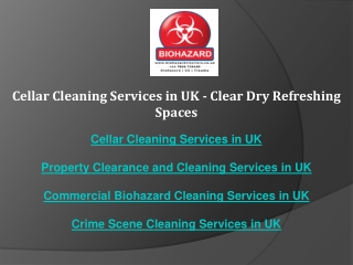 cellar cleaning services in uk clear