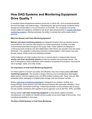 how daq systems and monitoring equipment drive