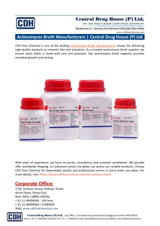 Actinomyces Broth Manufacturers