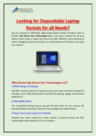 Looking for Dependable Laptop Rentals for All Needs?