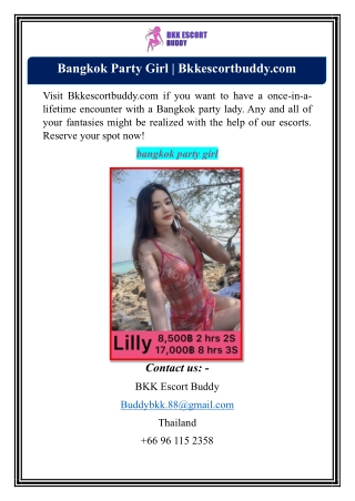 Bangkok Party Girl | Bkkescortbuddy.com
