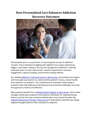 How Personalized Care Enhances Addiction Recovery Outcomes