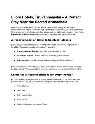 Ellora Hotels, Tiruvannamalai – A Perfect Stay Near the Sacred Arunachala (1)