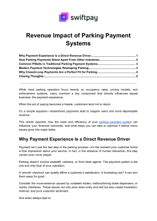 revenue impact of parking payment systems