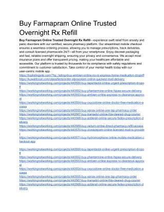 Buy Farmapram Online Trusted Overnight Rx Refill