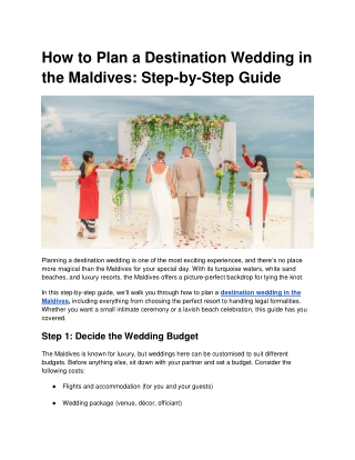 How to Plan a Destination Wedding in the Maldives
