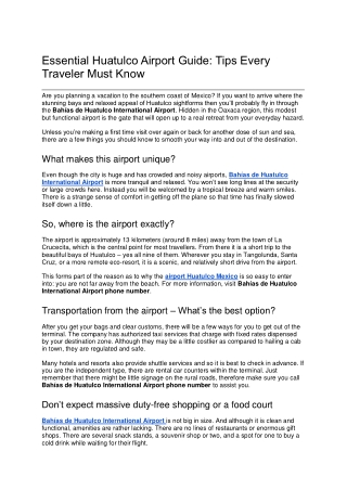 Essential Huatulco Airport Guide