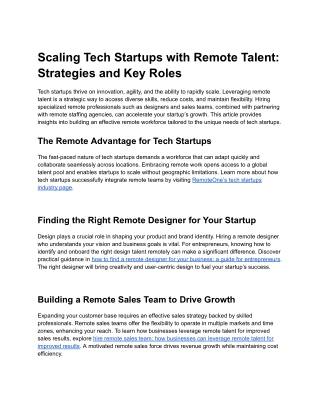 scaling tech startups with remote talent