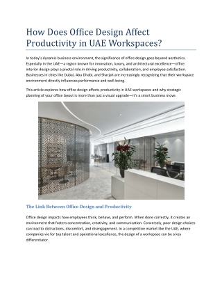 how does office design affect productivity