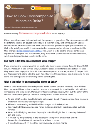 How To Book Unaccompanied Minors on Delta?