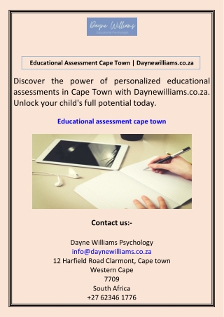 Educational Assessment Cape Town Daynewilliams.co.za