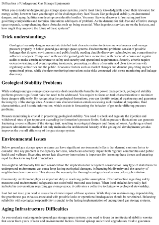 Difficulties of Underground Gas Storage Space Systems