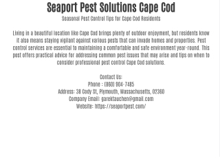 seaport pest solutions cape cod seasonal pest