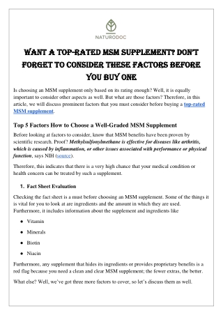 want a top want a top rated msm supplement
