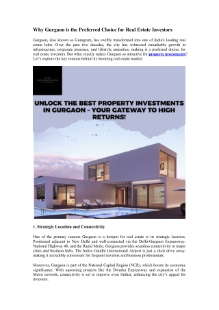 Why Gurgaon is the Preferred Choice for Real Estat