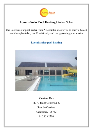Loomis Solar Pool Heating Aztec Solar