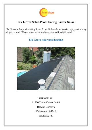 elk grove solar pool heating aztec solar