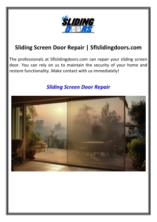 Sliding Screen Door Repair  Sflslidingdoors.com
