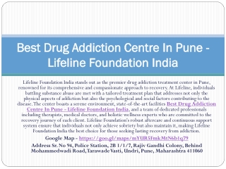 Drug Rehabilitation Center In Pune - Lifeline Foundation India