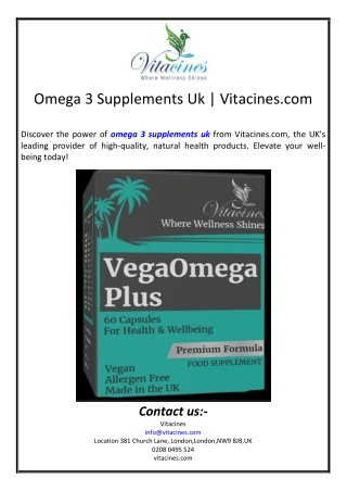 Omega 3 Supplements Uk | Vitacines.com