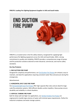 Leading Fire Fighting Equipment Supplier in UAE and Saudi Arabia