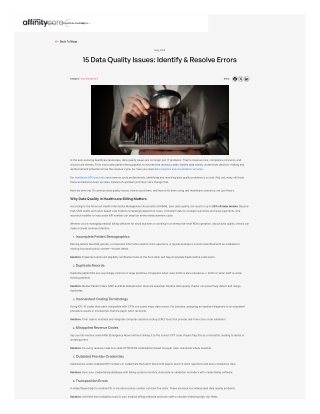 15 Data Quality Issues Identify & Resolve Errors