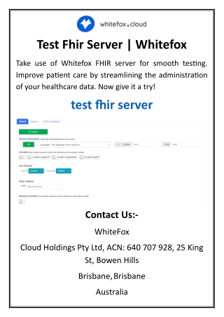 test fhir server whitefox