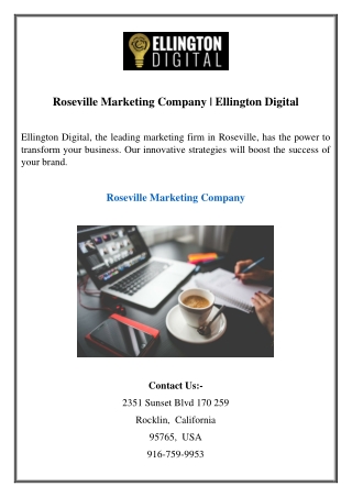 Roseville Marketing Company  Ellington Digital