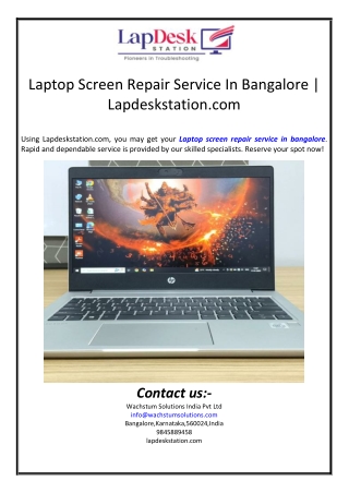 Laptop Screen Repair Service In Bangalore | Lapdeskstation.com