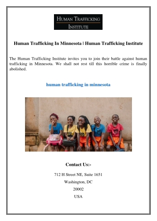 Human Trafficking In Minnesota  Human Trafficking Institute