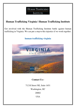 Human Trafficking Virginia  Human Trafficking Institute