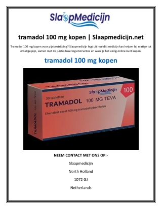 tramadol 100 mg kopen  Slaapmedicijn.net