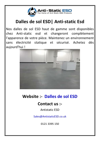 dalles de sol esd anti static esd