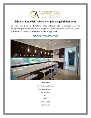 Kitchen Remodel Irvine Newgoldenagebuilders.com