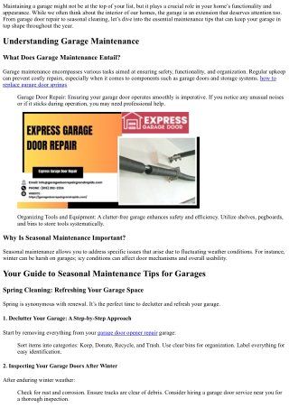 .“Your Guide to Seasonal Maintenance Tips for Garages.