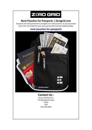 Neck Pouches For Passports  Zerogrid.com.