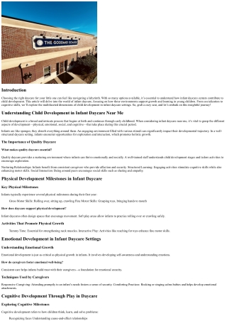 Understanding Child Development in Infant Daycare Near Me