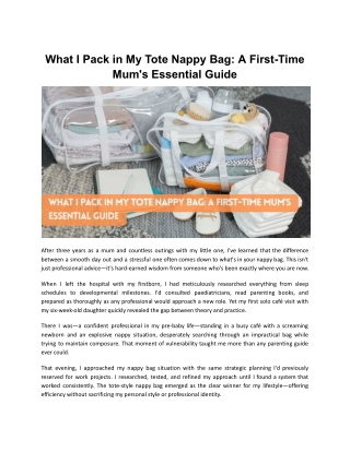What I Pack in My Tote Nappy Bag