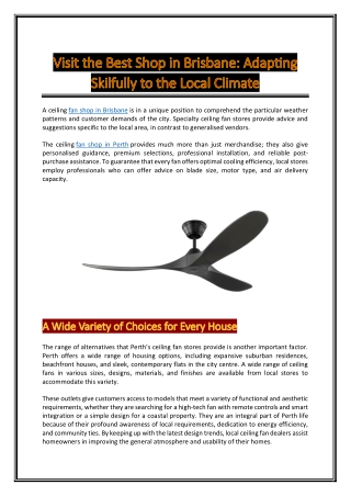 Visit the Best Shop in Brisbane Adapting Skilfully to the Local Climate