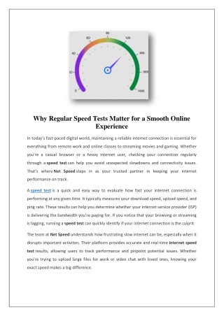 why regular speed tests matter for a smooth
