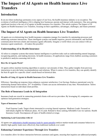 The Impact of AI Agents on Health Insurance Live Transfers